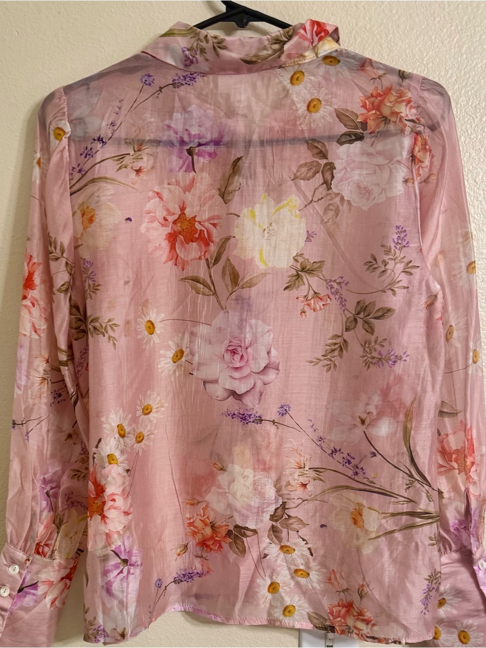 NWT Bailey/44 Pink Floral Semi-Sheer Button Down Blouse S - Picture 5 of 5
